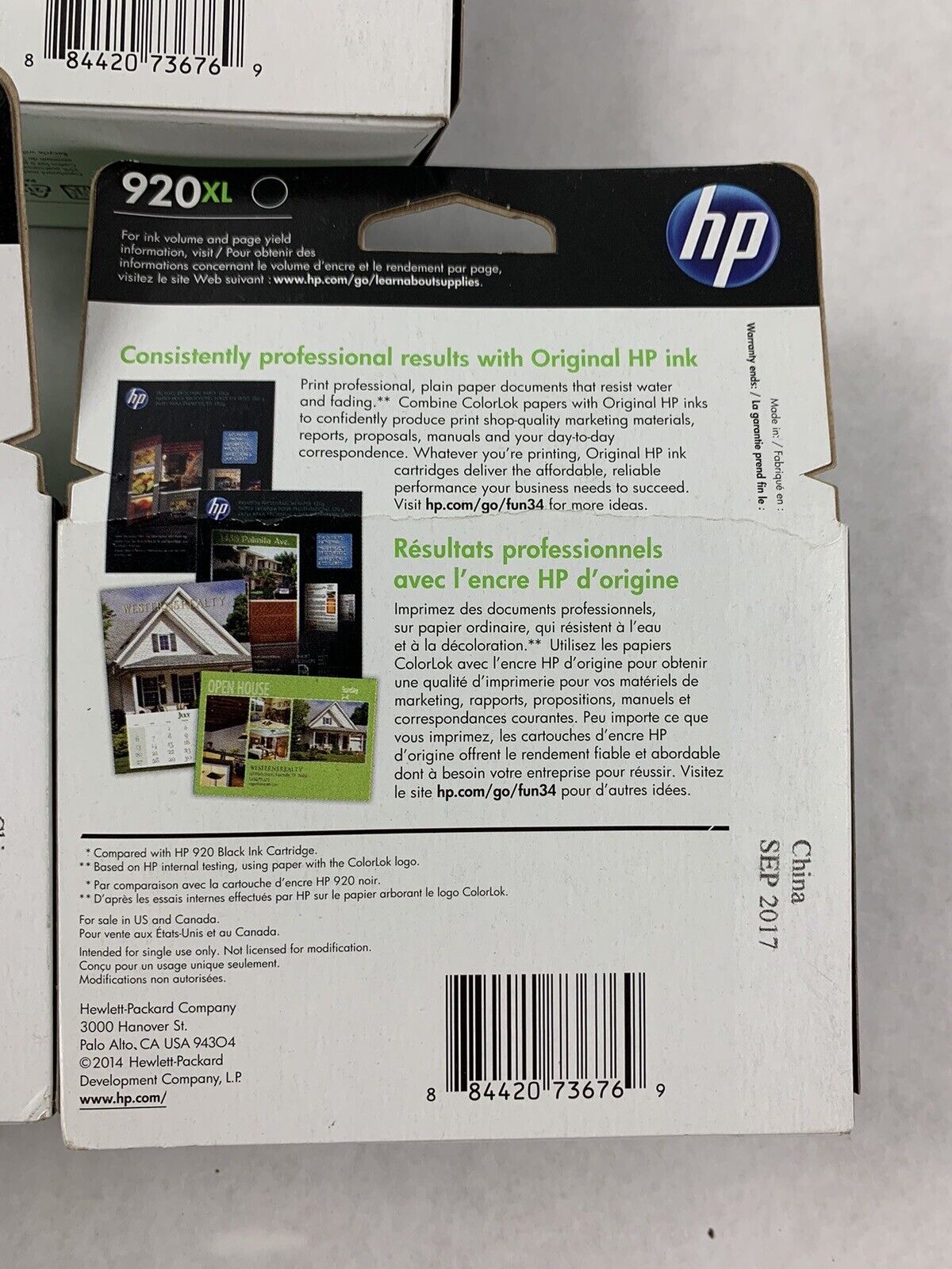 Lot of 3 OEM HP 920XL CD975AN Black Ink Cartridge EXP 9/17