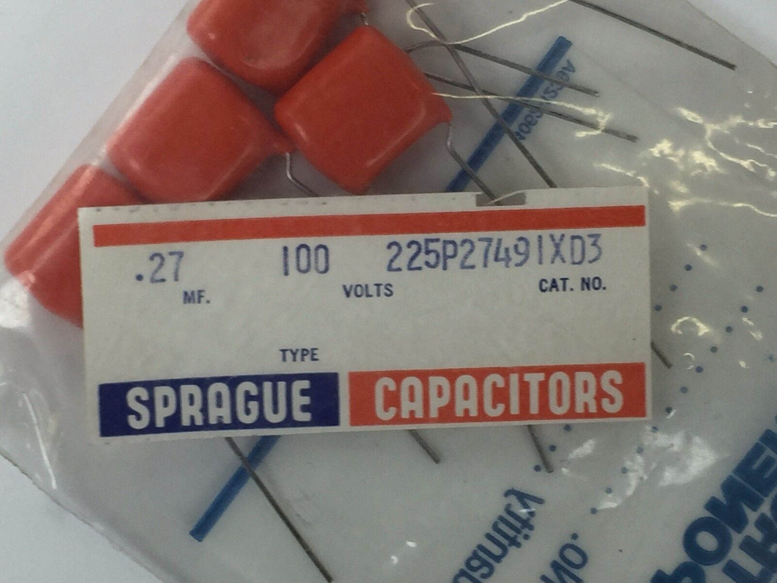 Sprague 255P27491XD3 .27 MF 100VDC Lot of 5