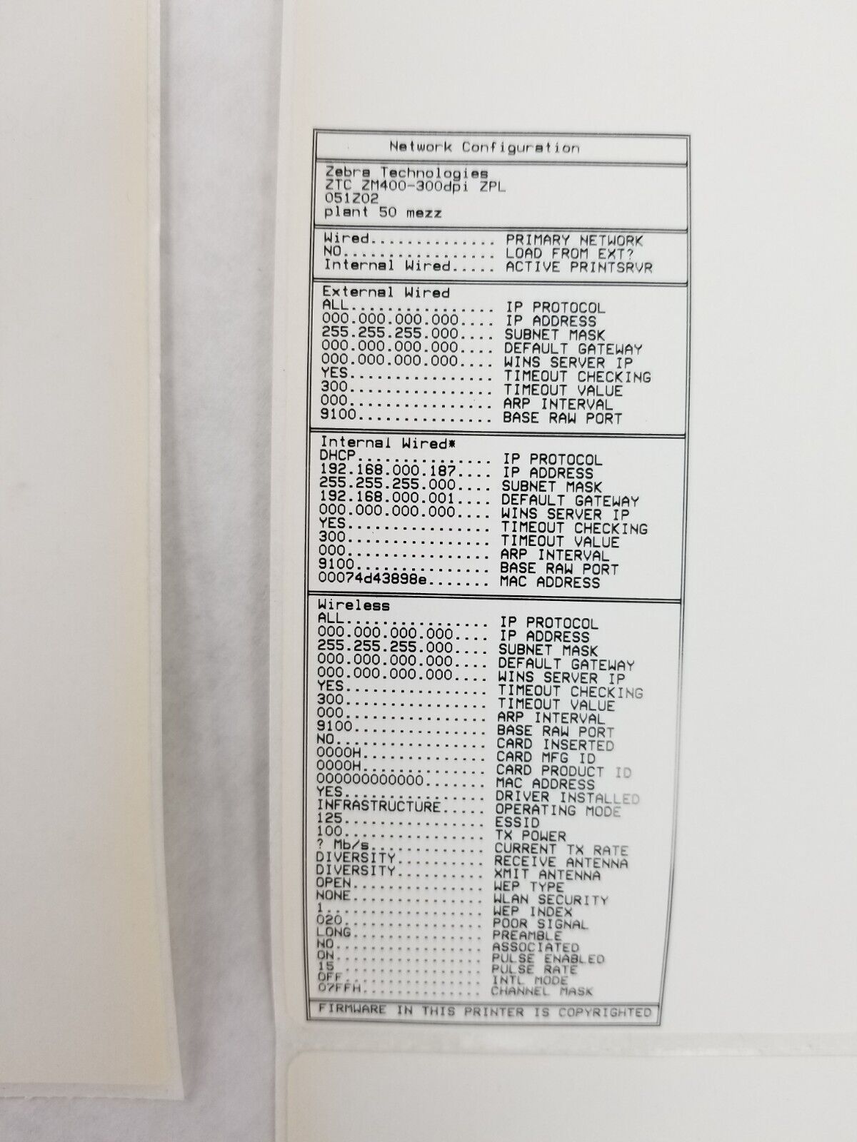 Zebra ZM400 Thermal Label Printer USB Serial Parallel Network