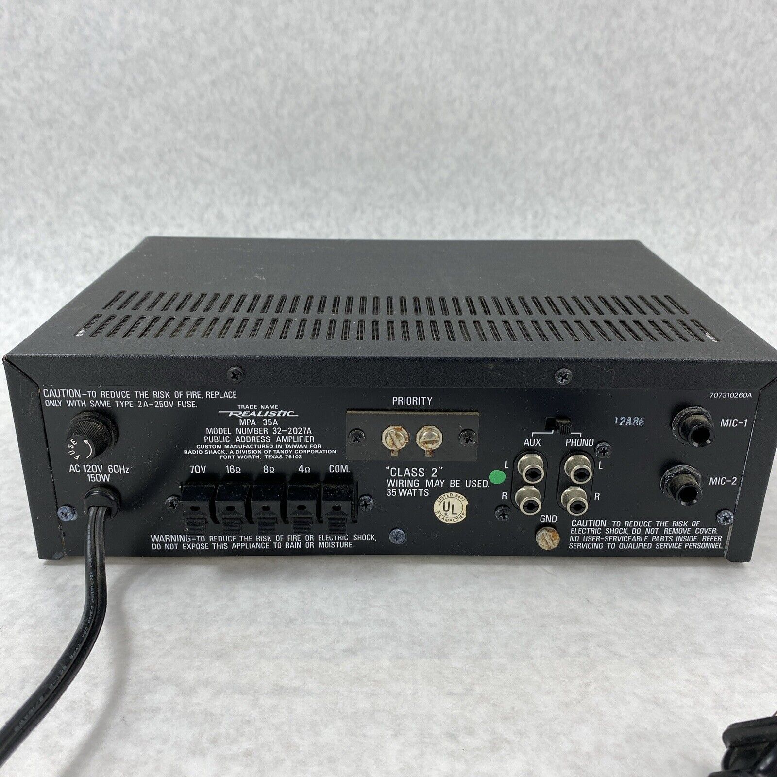 Realistic 32-2027A 35-Watt Solid State P.A. Amplifier