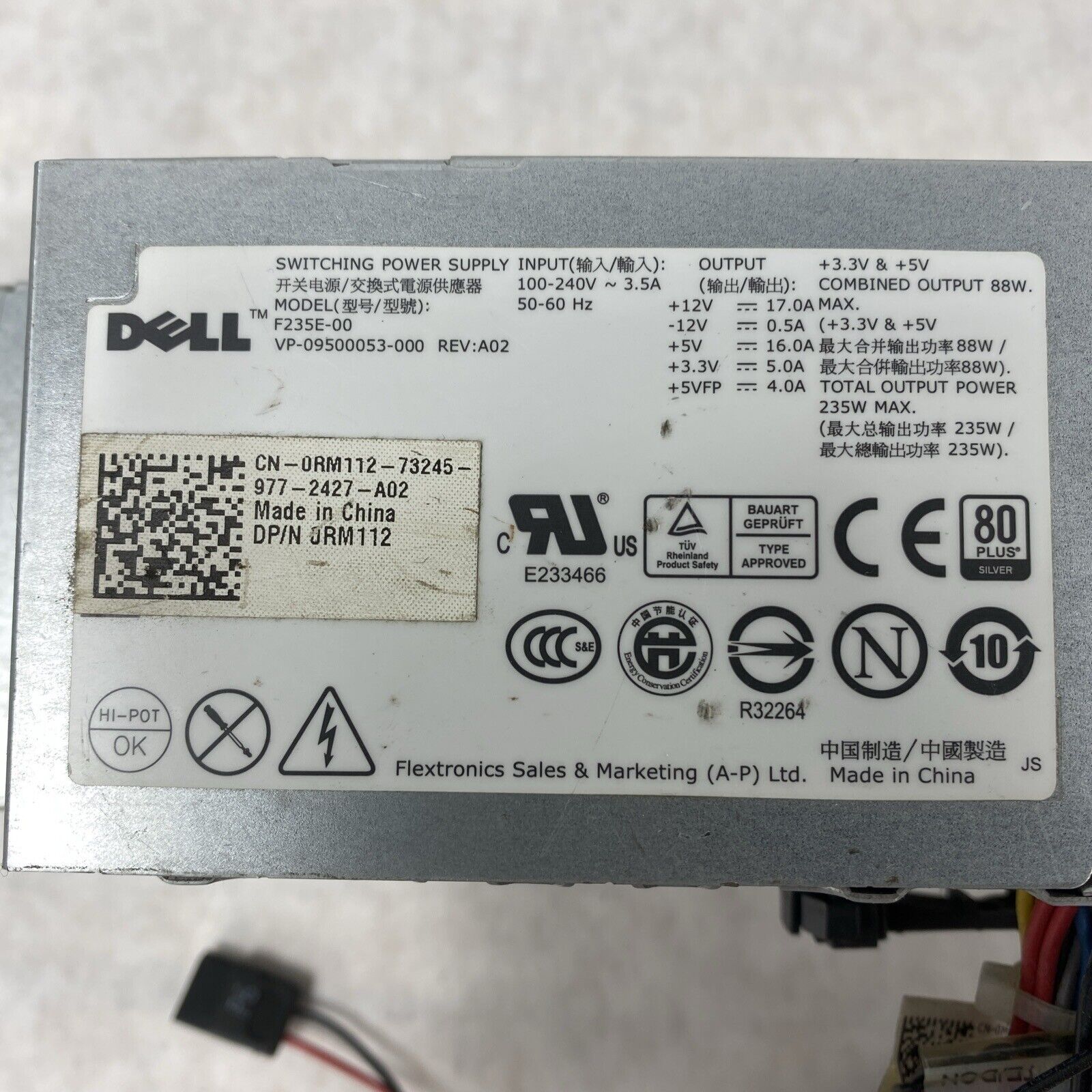 Dell 0RM112 F235E-00 SFF 235W PSU