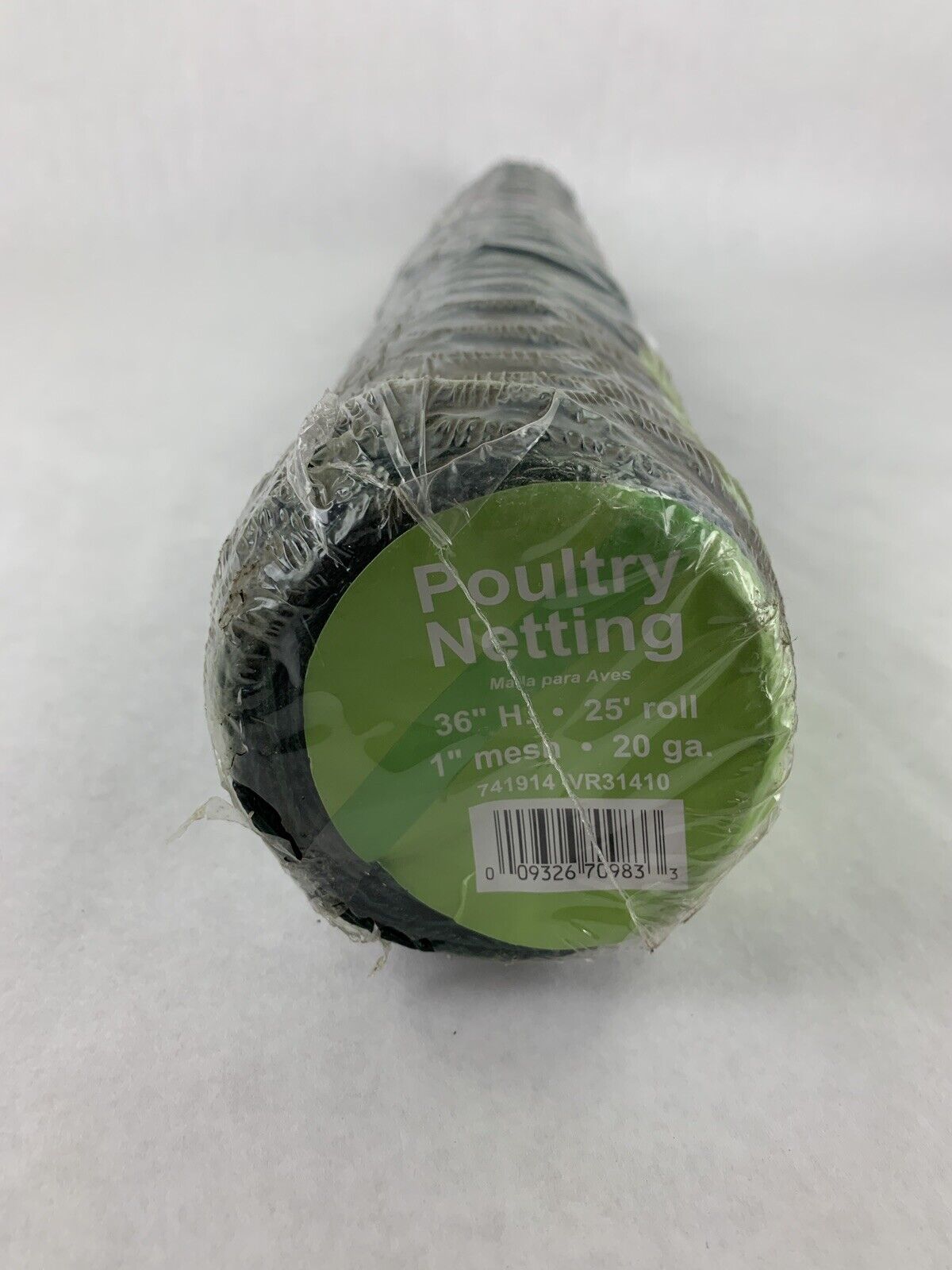 Green Vinyl-Coated Poultry Netting 741914 SIM 36" H 25' Roll 1" Mesh VRR31410