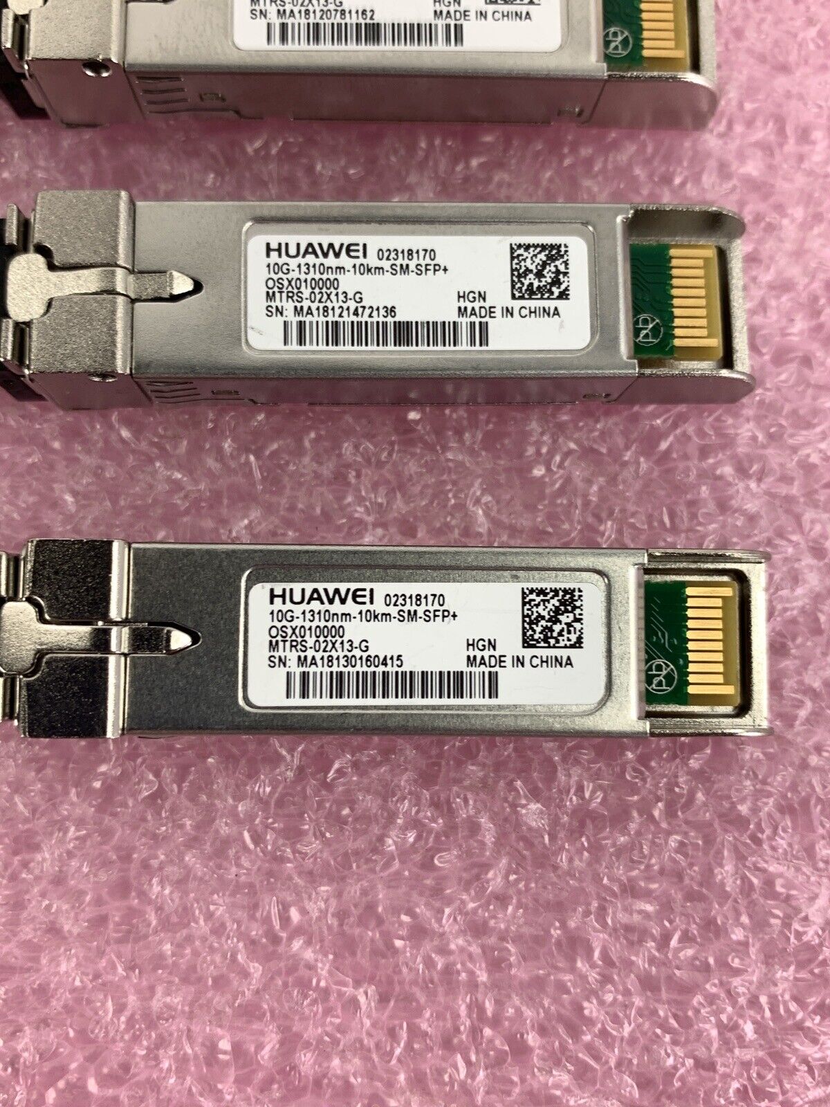 Lot of 5 HUAWEI 10G-1310nm-10KM-SM-SFP+ 34060742 SMF 1310nm 10KM Optical Module