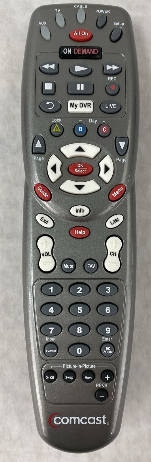 Comcast 1167BC0-0001-R PIP Cable Box DVR HDTV Remote Control