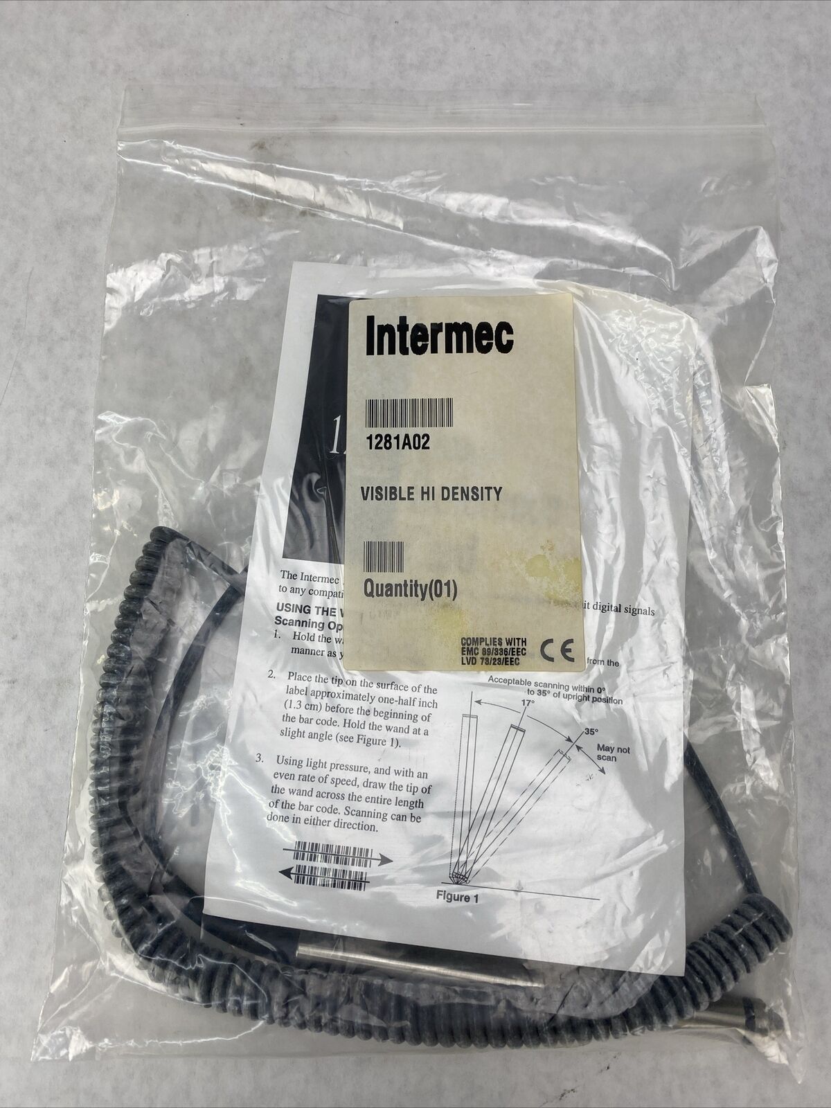 Intermec 1280 Bar Code Barcode Reader Pen RJ-45 Edge Scanner NOS