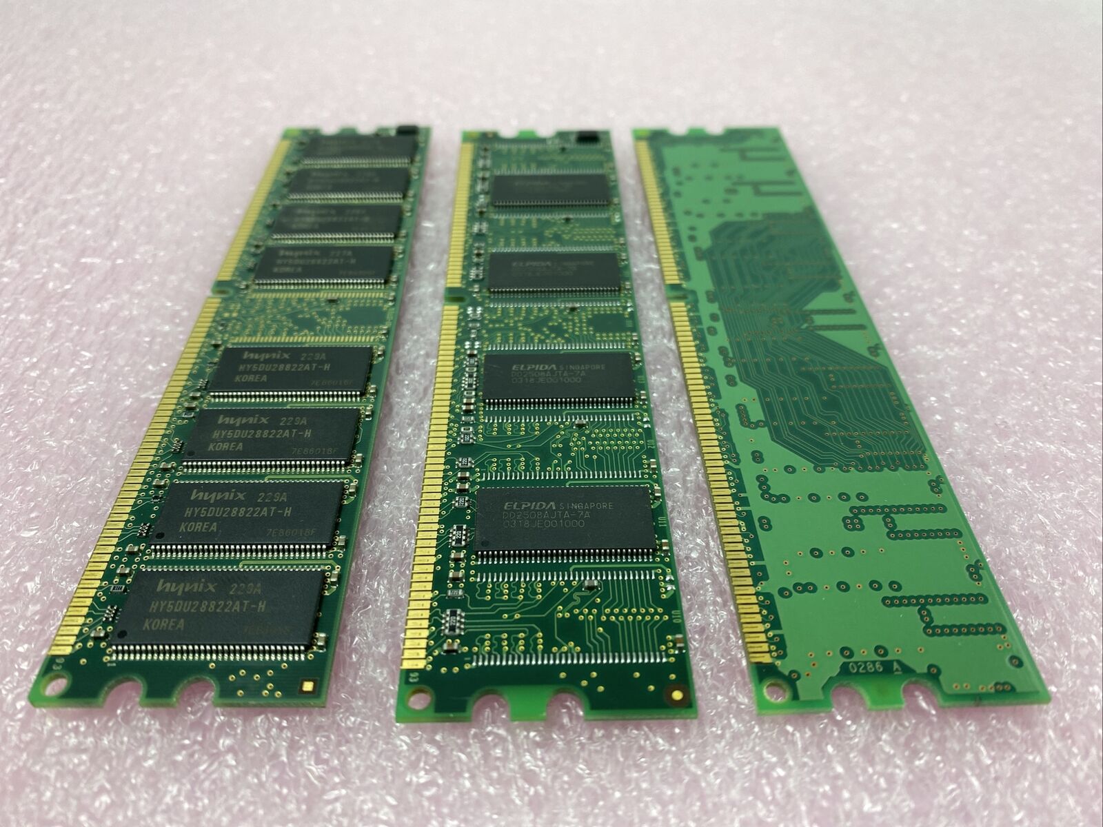 3x256MB various PC2100U 266MHz DDR memory RAM Hynix HYMD132645A8-H Elpida Micron