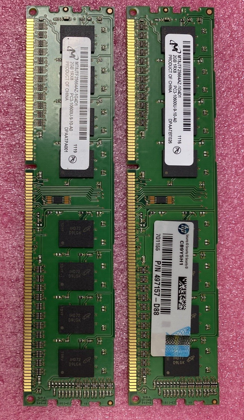 Lot ( 2 ) 2GB Memorex MT8JTF25664AZ-1G4D1 1Rx8 PC3-10600U-9-10-A0 Desktop RAM