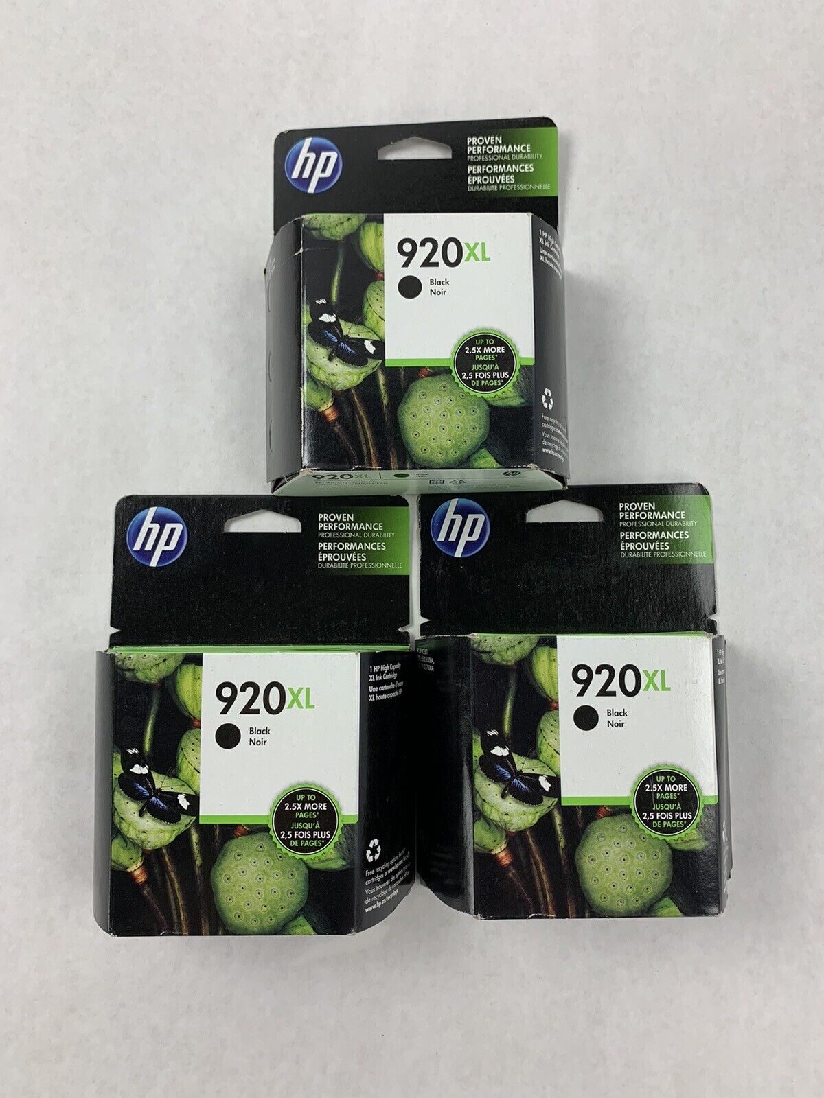 Lot of 3 OEM HP 920XL CD975AN Black Ink Cartridge EXP 9/17