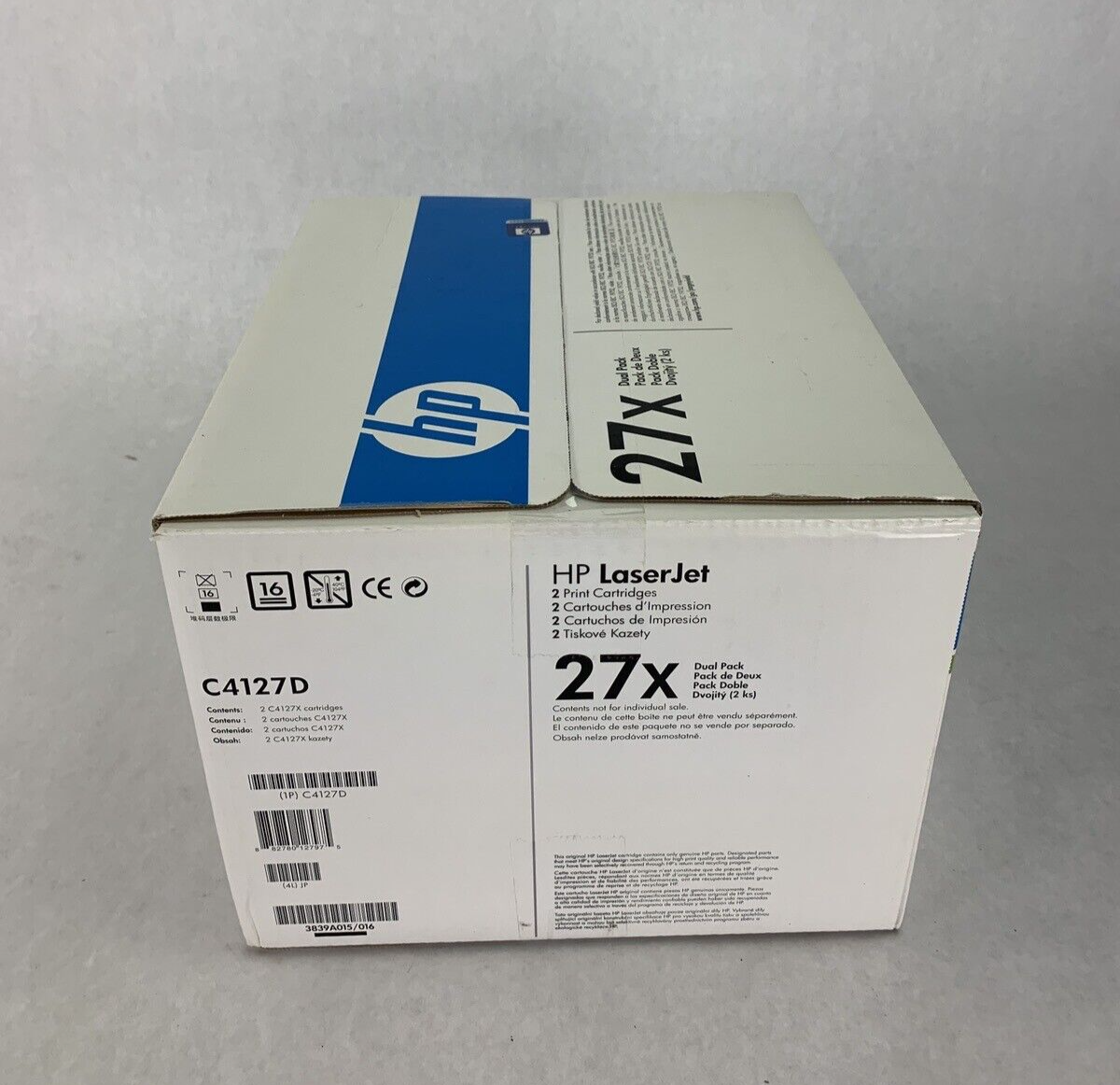 New Sealed OEM HP C4127D Dual Pack 2-27X Black Toner for Laserjet 4000 & 4050