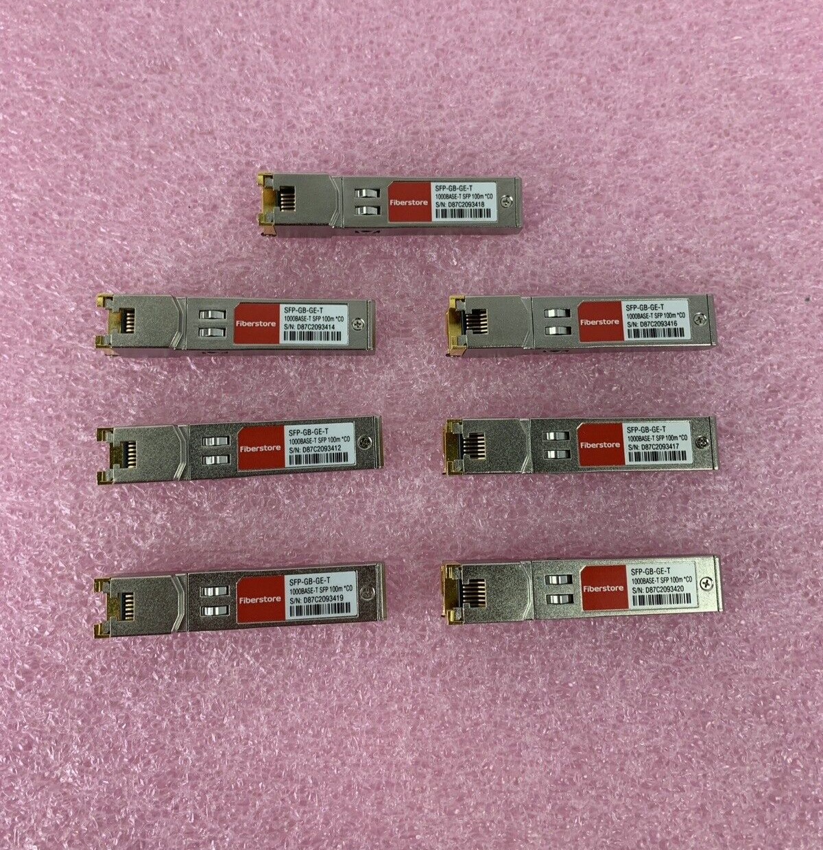 Lot of 8 Fiberstore SFP-GB-GE-T 1000BASE-T 1GT SFP Transceiver 100m