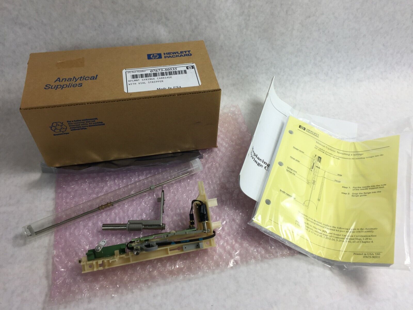 HP Hewlett Packard Syringe Carriage with Vial Stripper  07673-80535