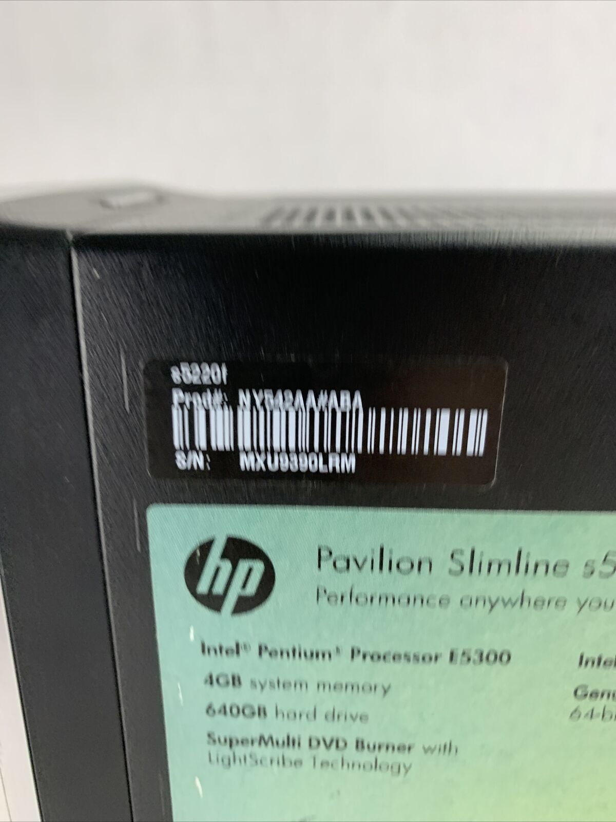 HP Pavilion S5220F SFF Intel Pentium Dual Core E5300 4GB RAM No HDD No OS