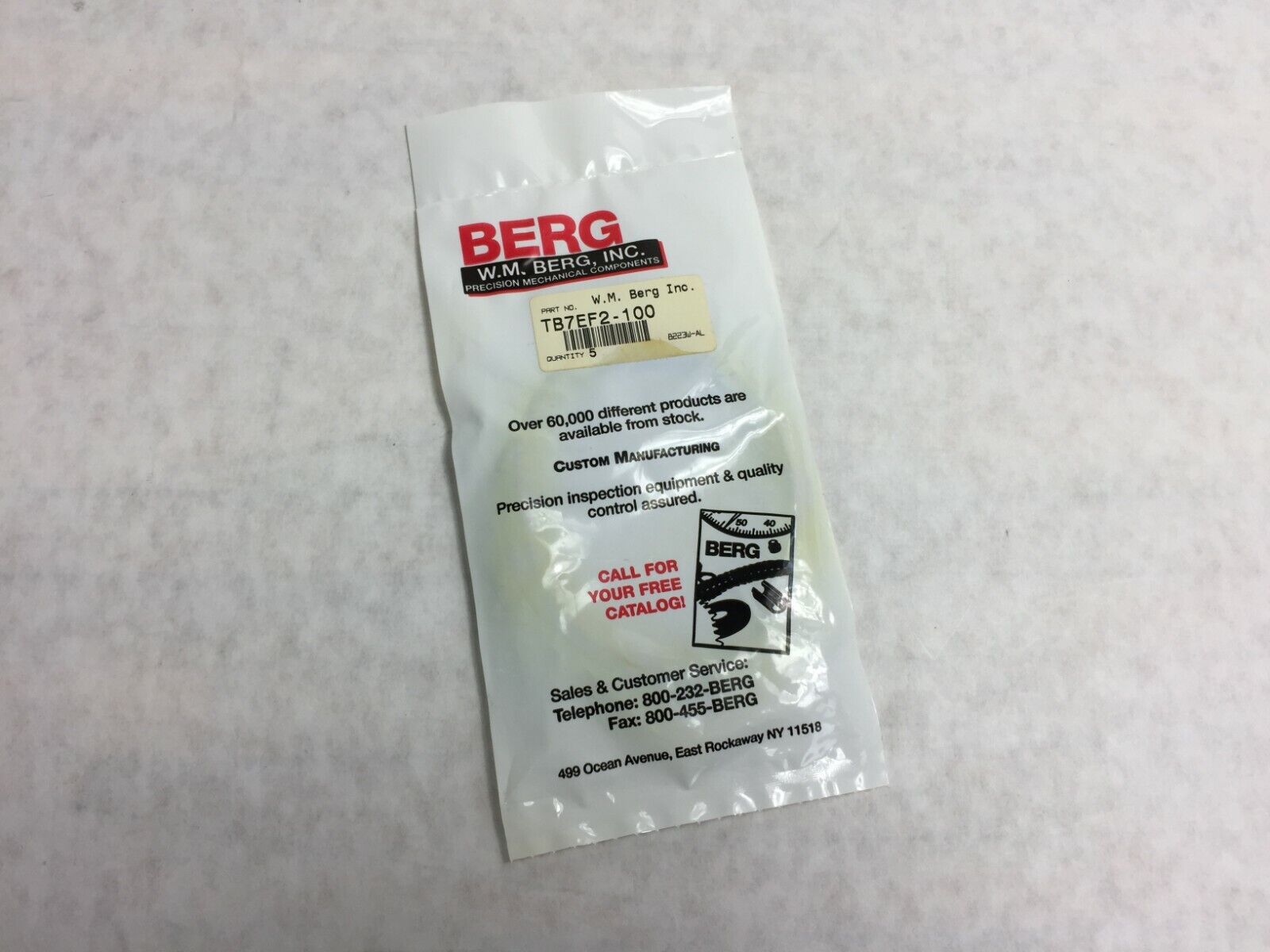 W.M. Berg O-Ring TB7EF2-100  Factory Sealed Package of 5  NOS