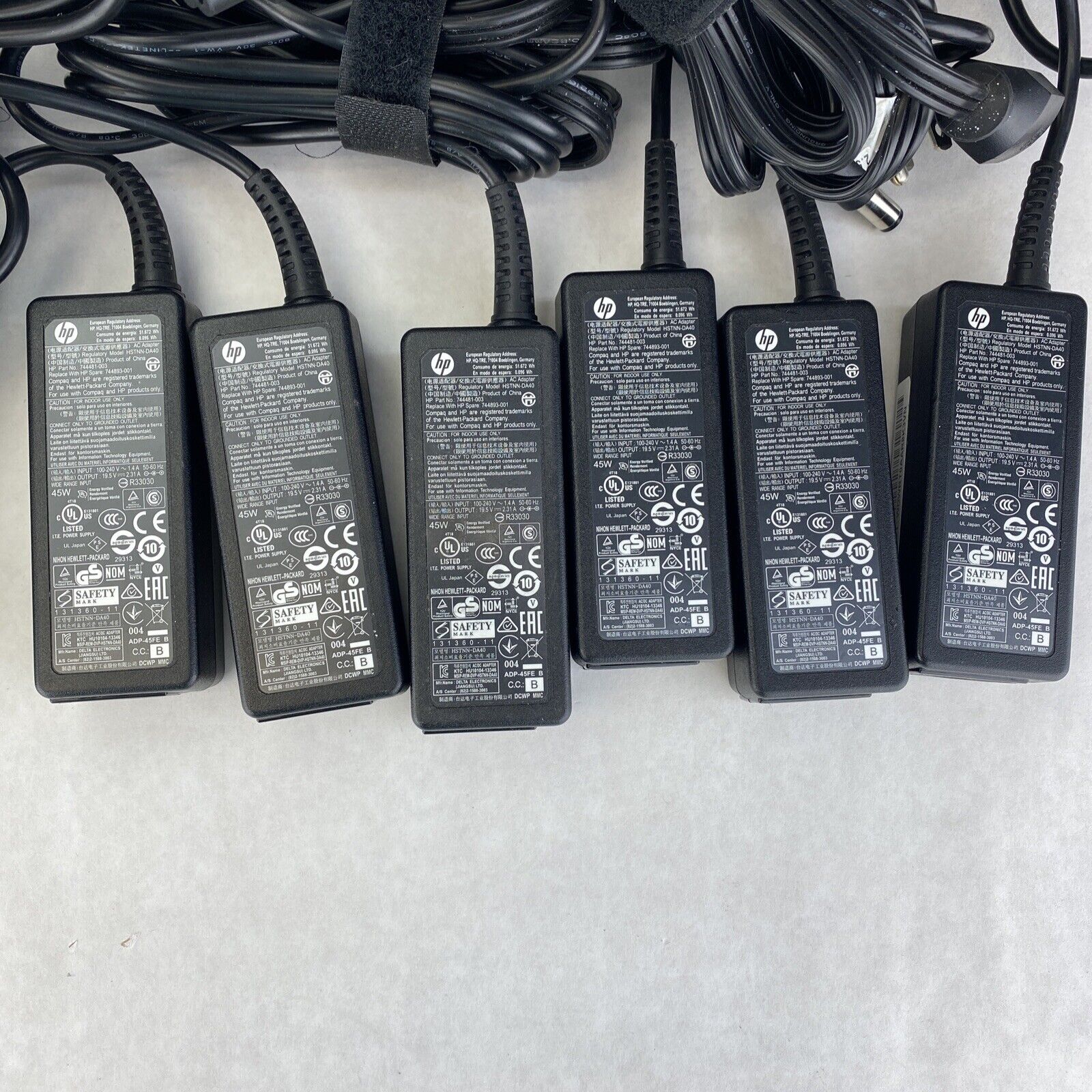 Lot of 6 HP 744481-003 adapter charger power supply 7.4mm*5.0mm 45W 19.5V 2.31A