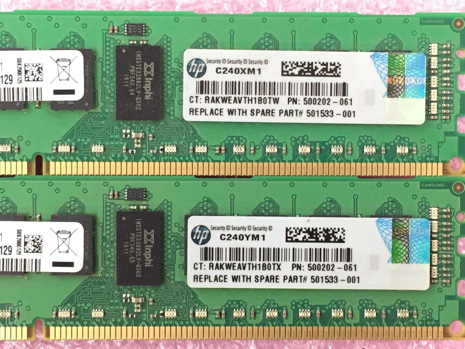 4GB Kit (2x 2GB) 2Rx8 PC3-1600R-09-10-B0-P1 Samsung M393B5673FH0-CH9Q5