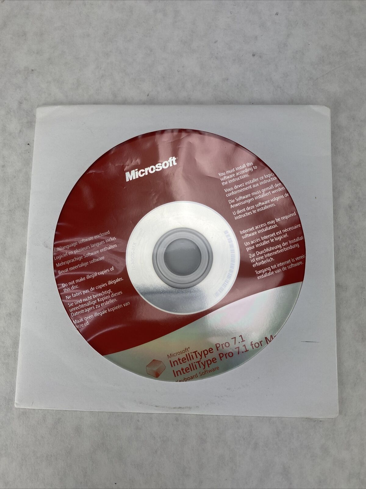 Microsoft IntelliType Pro 7.1 Keyboard Software Disc CD for Mac Red Label 2009