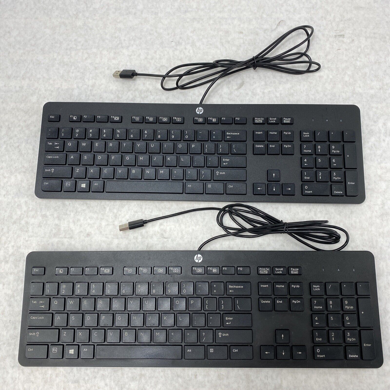 Lot(2) HP 803181-001 Slim USB Wired Enhanced Keyboard KBAR211 Genuine OEM