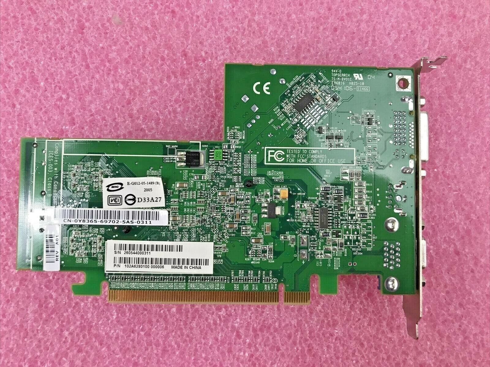 Dell 0Y8365 MS-V025 128MB PCI-E DVI VGA Svid 102A6280400 video graphics card GPU