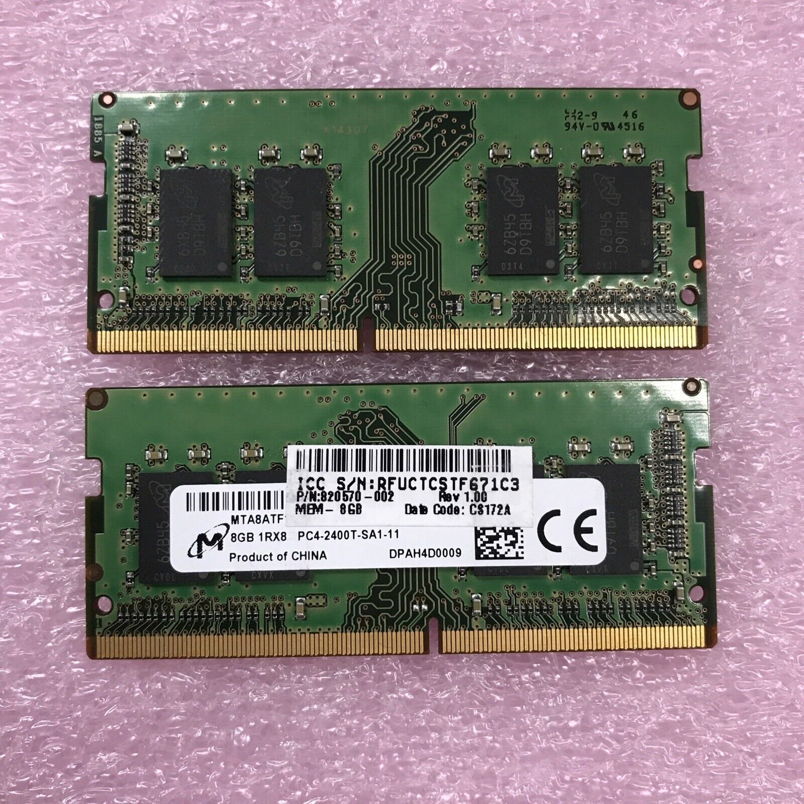 Micron 16GB Kit 2x8GB 1Rx8 PC4-240oT-SA1-11 Laptop Memory MTA8ATF1G64HZ