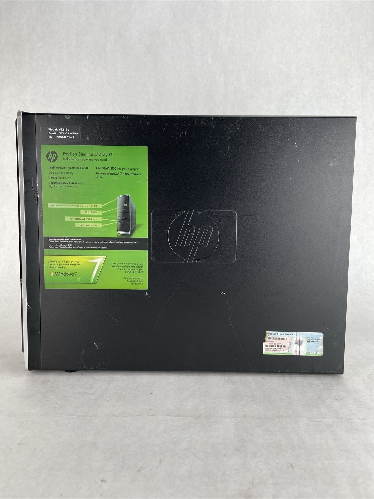 HP Pavilion s5212y SFF Intel Pentium Dual-Core E5200 2.5GHz 3GB RAM No HDD/OS