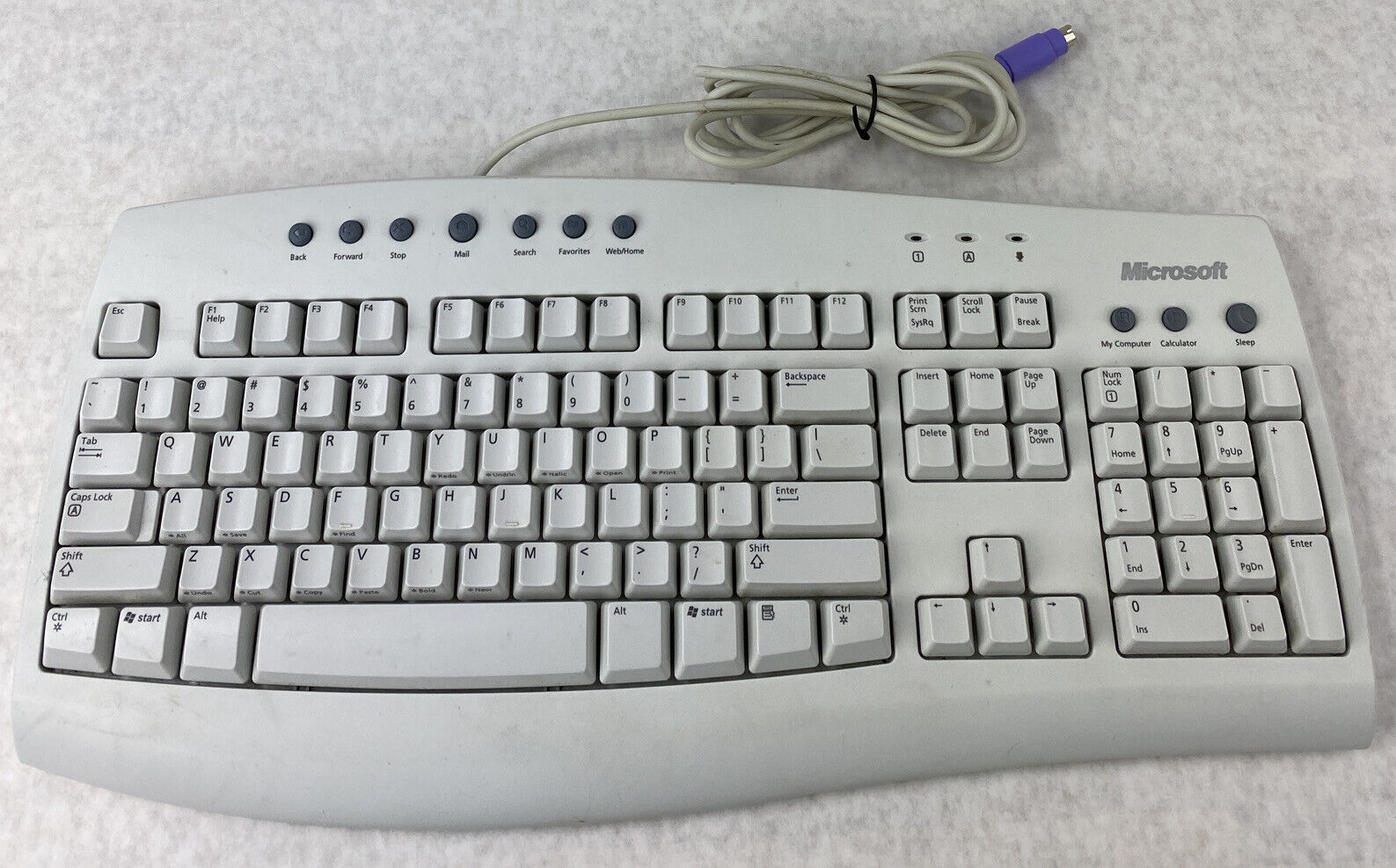 Microsoft X08l9-71487 Internet Keyboard RT9443 PS/2 Clacky Keys White