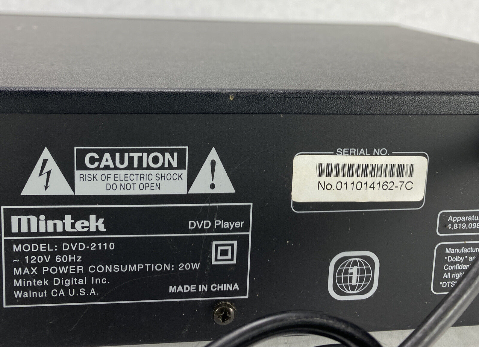 Mintek DVD-2110 DVD CD Player S-Video Component RCA NO REMOTE