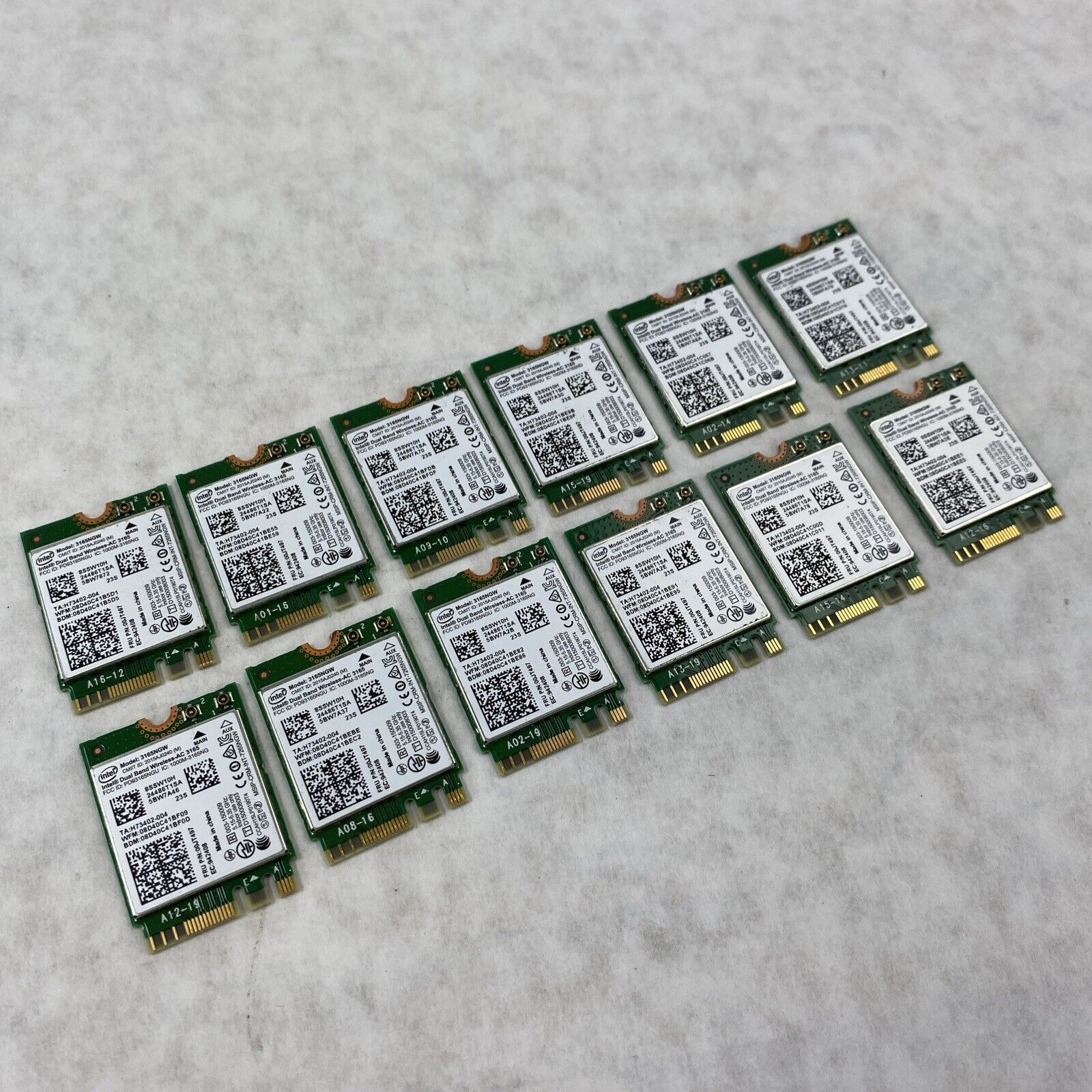 Lot of 12 Intel 3165NGW Dual Band Wireless-AC 3165 WIFI Card