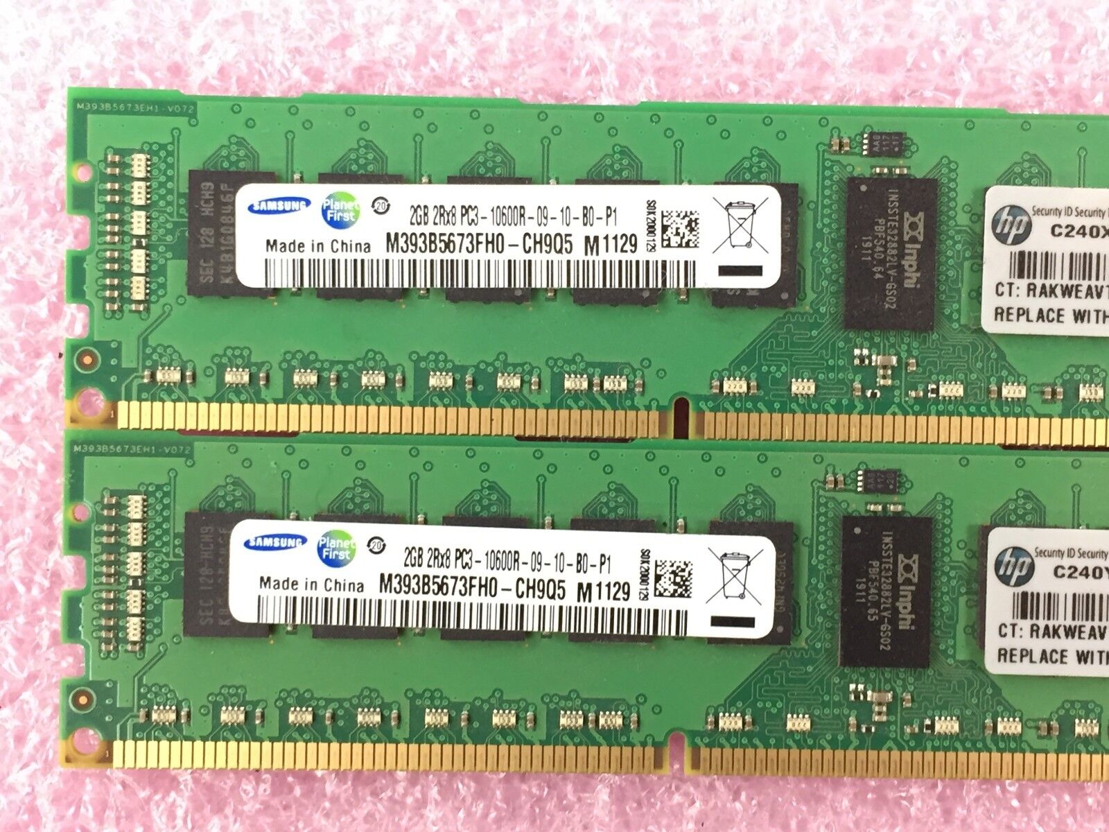 4GB Kit (2x 2GB) 2Rx8 PC3-1600R-09-10-B0-P1 Samsung M393B5673FH0-CH9Q5
