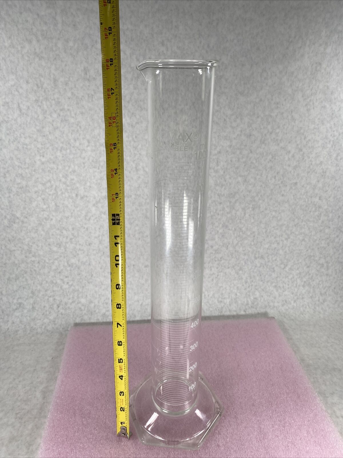 Kimble 20025-K Kimax Borosilicate Glass Metric Graduated Cylinder Hex 1000 mL