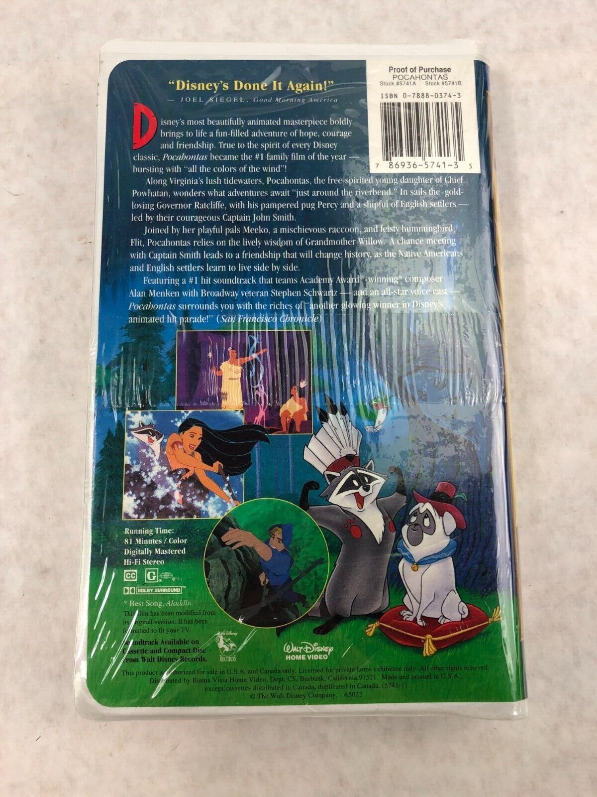 Pocahontas Walt Disney's Masterpiece VHS #5741 NEW Sealed