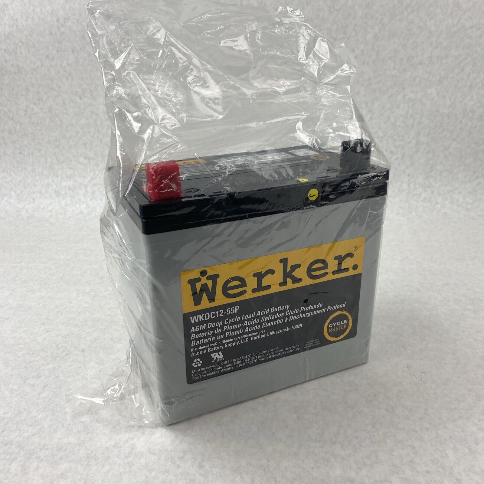 Werker WKDC12-55P Ascent Battery AGM Supply Deep Cycle Lead Battery