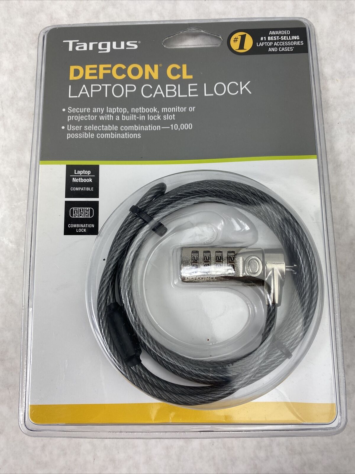 Targus PA410U Defcon CL Laptop Cable Combination Lock 6.5ft 0UC221