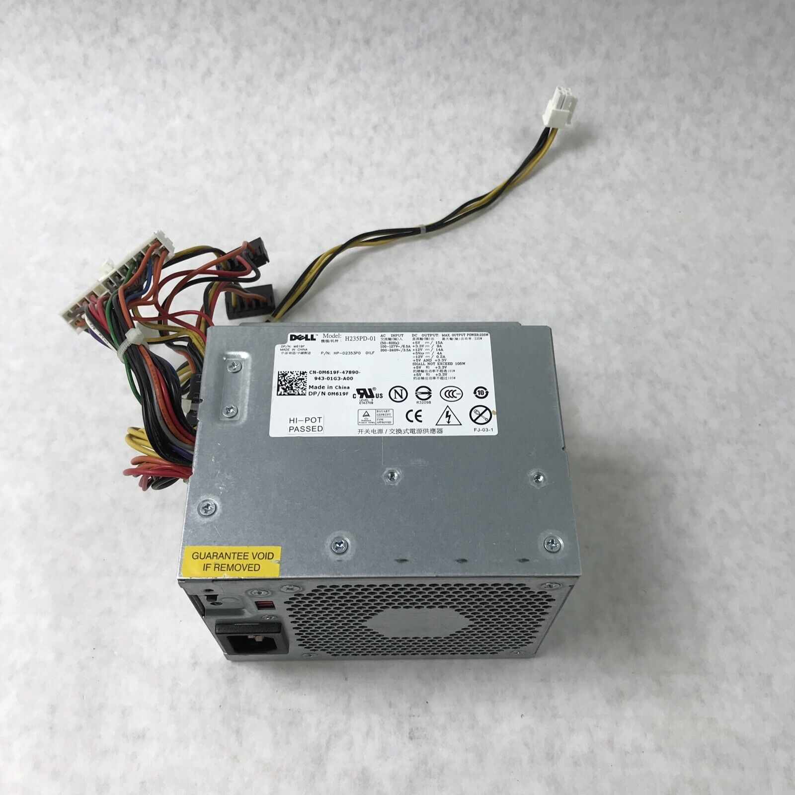 Dell H235PD-01 60Hz 240V 235W 6.5A 24-Pin Power Supply 0M619F-47890-943-01G3